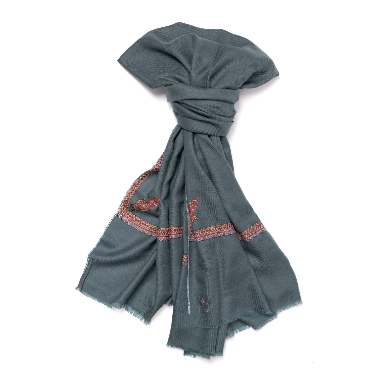 Schal "AYODHYA" aus feinstem handbestickten Pashmina-Kaschmir - reine Handarbeit